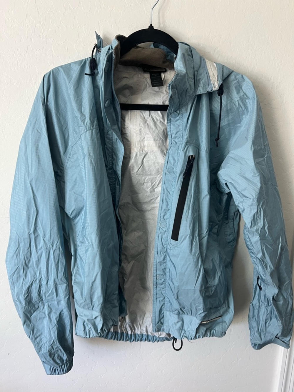 REI Light Blue Women's Rain Jacket with Hood